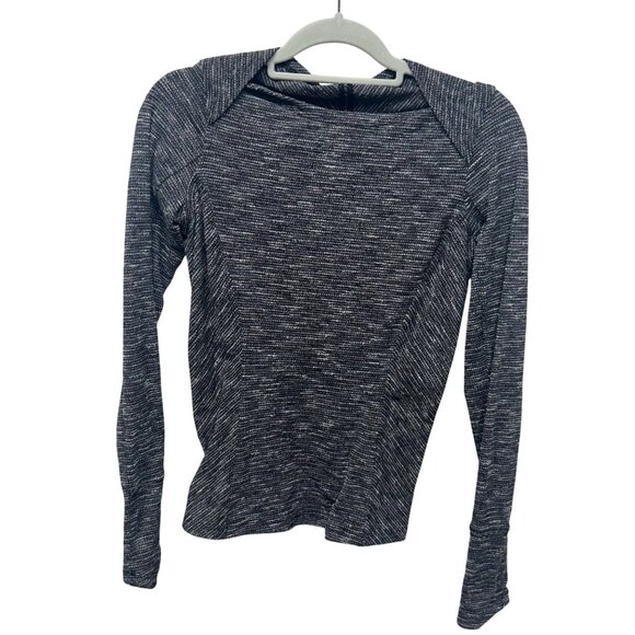 Lululemon Womens Long-Sleeve Knit Top With Thumbholes Gray & White Striped Patte - Picture 1 of 8